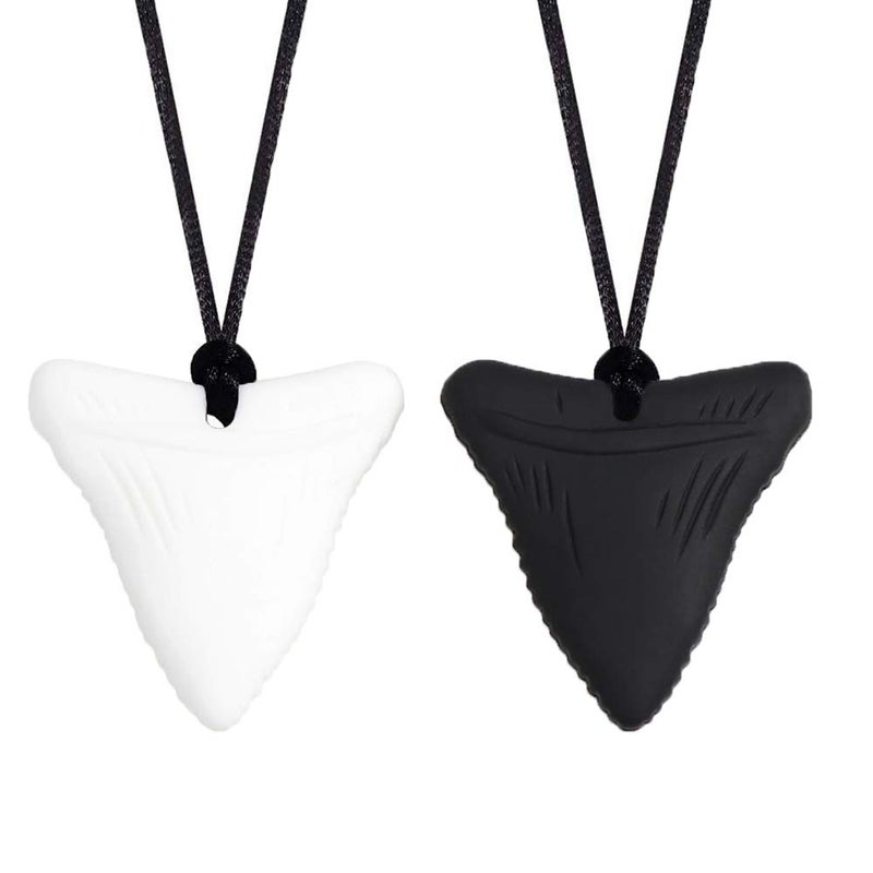Asfroy 2 PCS Sensory Chew Necklaces - Chew Necklaces for Sensory Kids, Shark Tooth Necklace, Baby Teething Child Chewing Autism Adult, YQZIYOU - Image 1